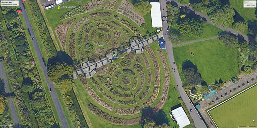 Google Earth image of rose garden